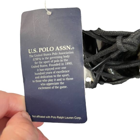 US Polo Assn Madison Black And Cream Faux Fur Lined Boots - Picture 8 of 10